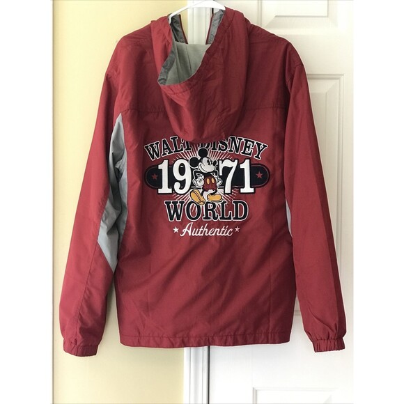 Walt Disney World‎ Parks  M Hooded Windbreaker Rain Jacket Coat RED GRAY 1971 - Picture 1 of 8